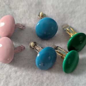 Colorful Vintage Clip-On Earrings Set